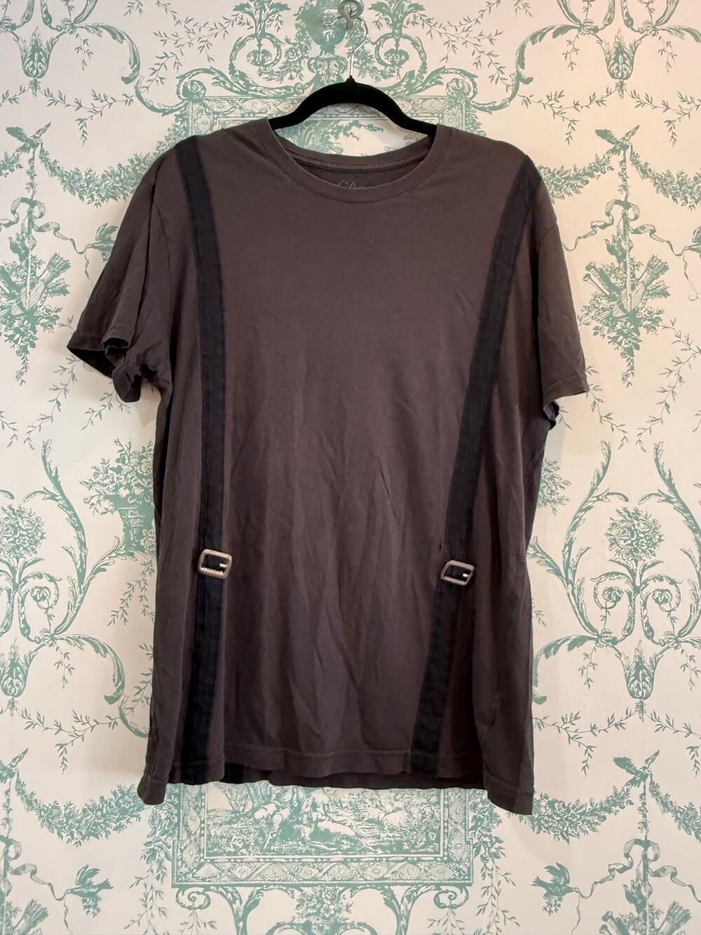 Yoko Devereaux Charcoal Grey Strap Buckle Suspender T-Shirt Canadian - Size L⁠